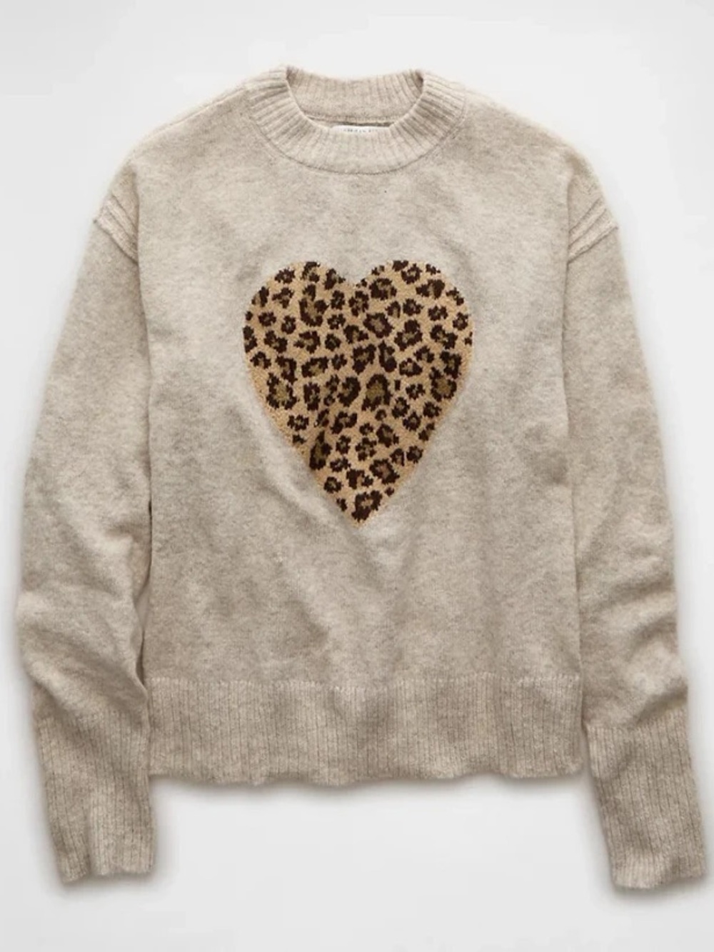 AMERICAN EAGLE | Leopard Heart Sweater